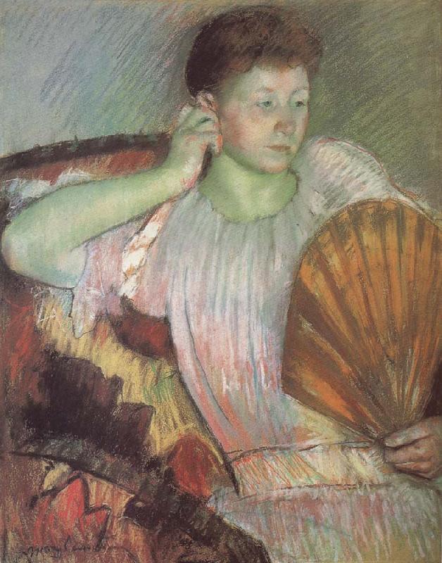 Mary Cassatt The woman taking the fan Norge oil painting art